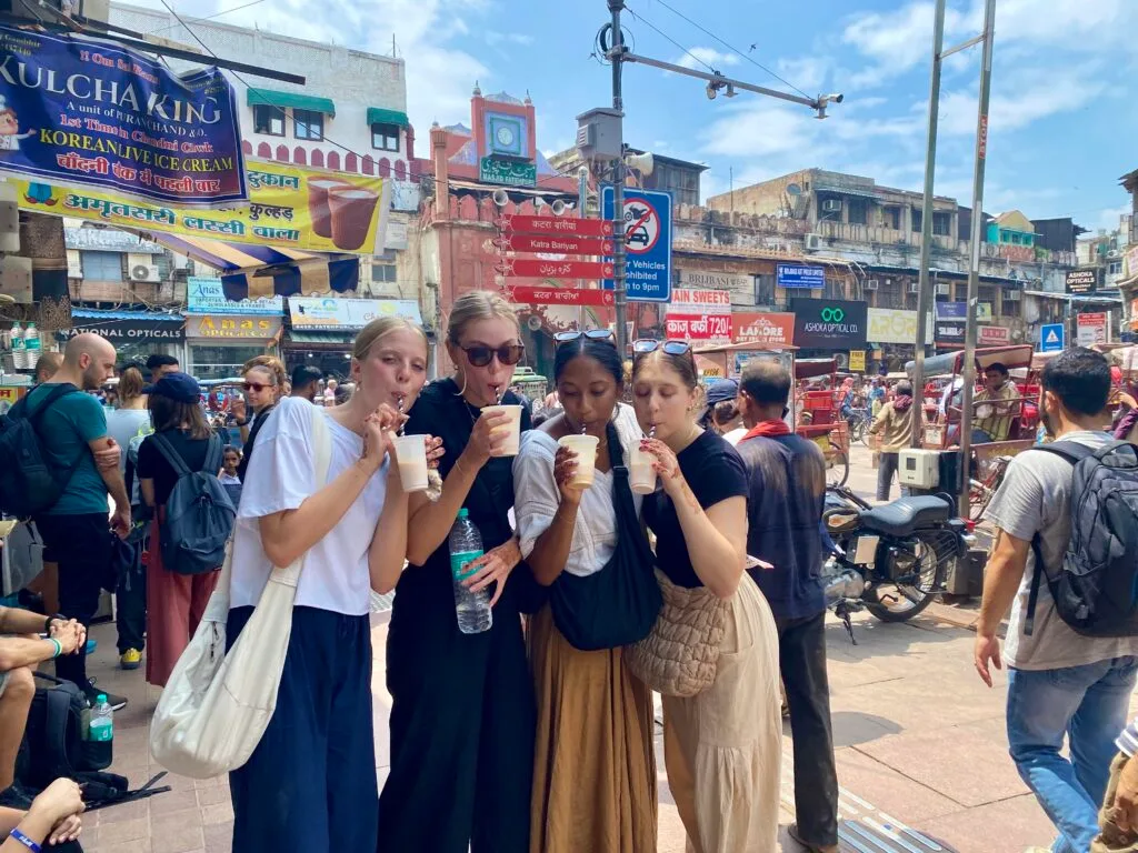Girls-enjoying-lassi-on-street-food-tour