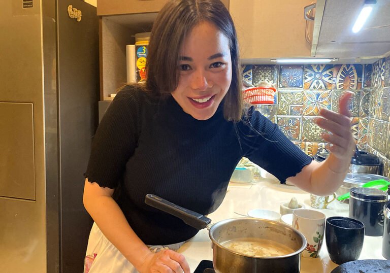 Guest cooking chai masala Guest smelling aroma of chai