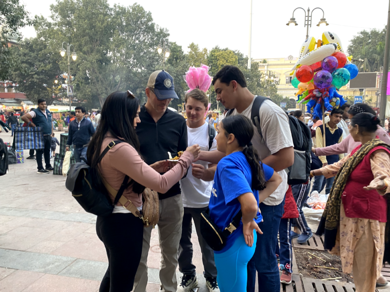 Family exploring old delhi safely scaled