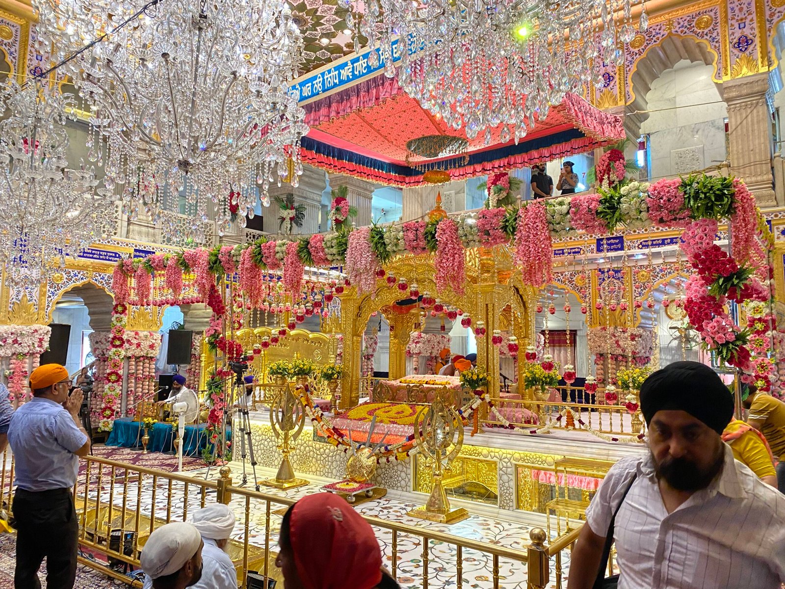Inside Sis Ganj Sahib Gurudwara Sikh temple in Old Delhi Chandni Chowk