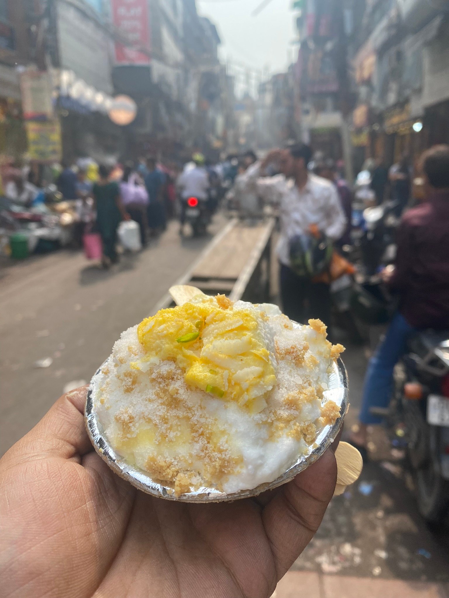 Daulat ki chaat, a traditional Old Delhi winter dessert found on the Explore Real India food tour