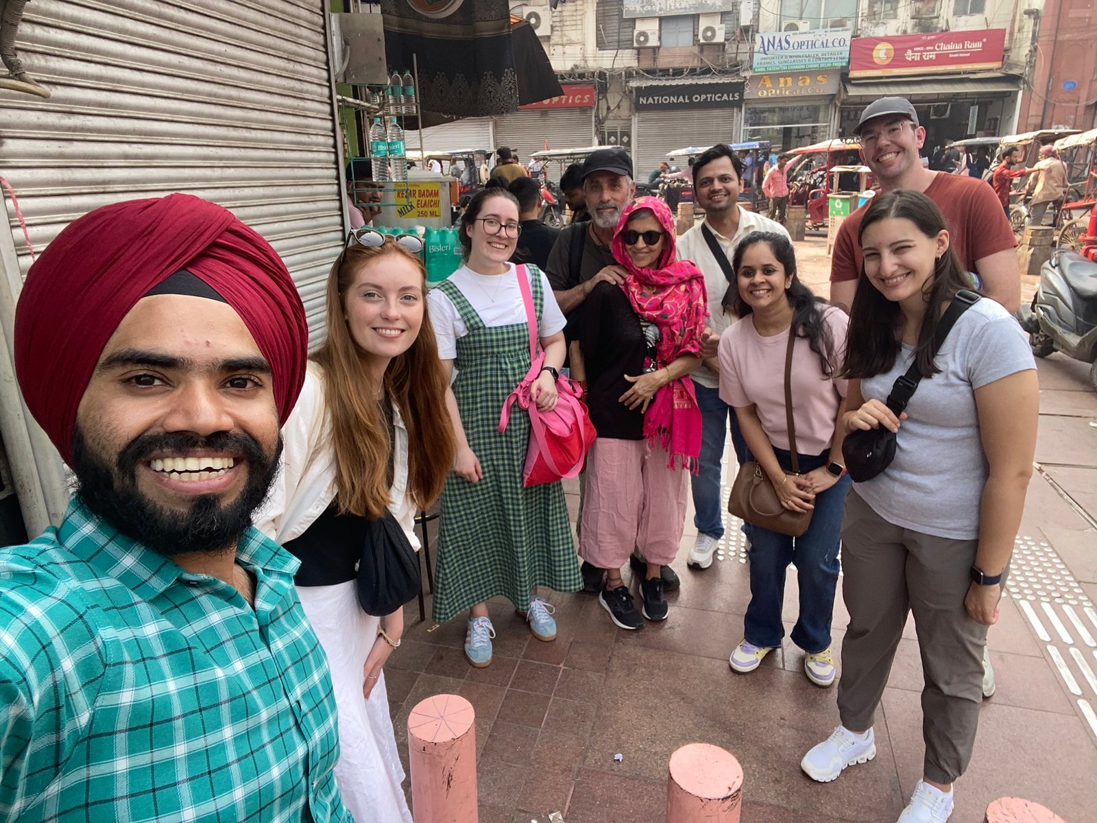 Small group of international tourists on a guided Old Delhi food tour with Explore Real India