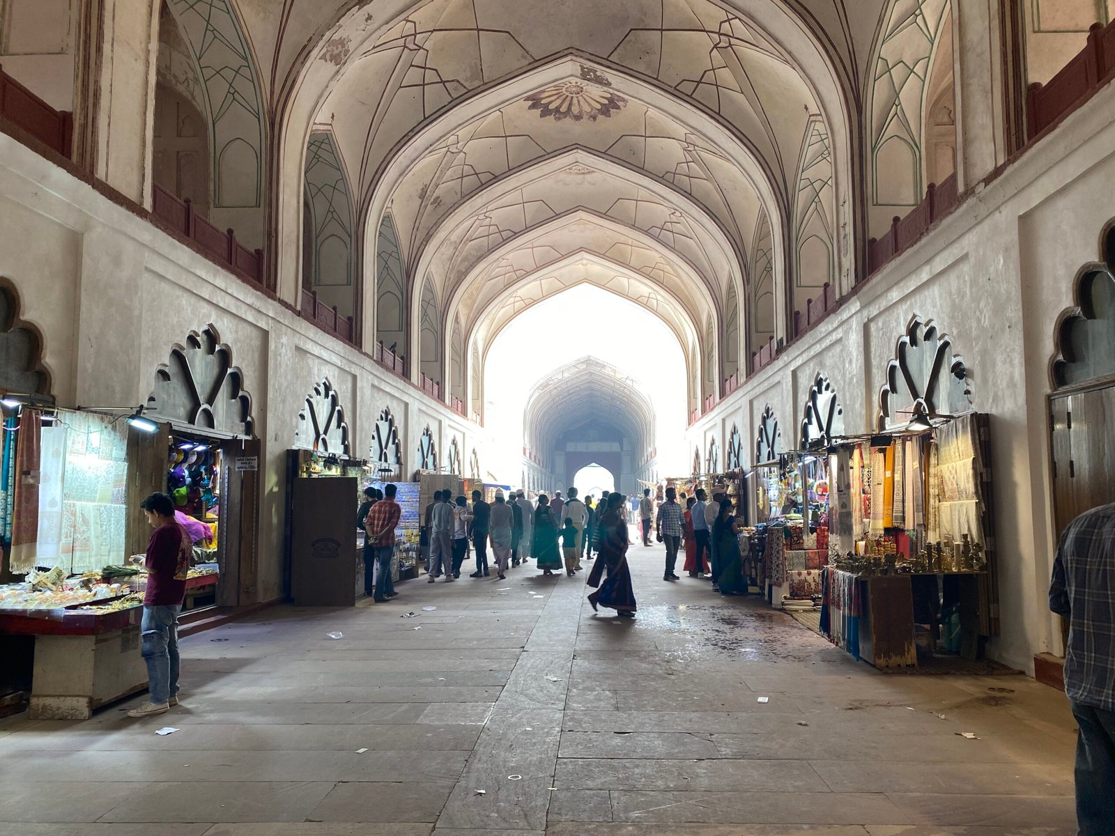 Local market street near Red Fort Delhi leading toward Chandni Chowk
