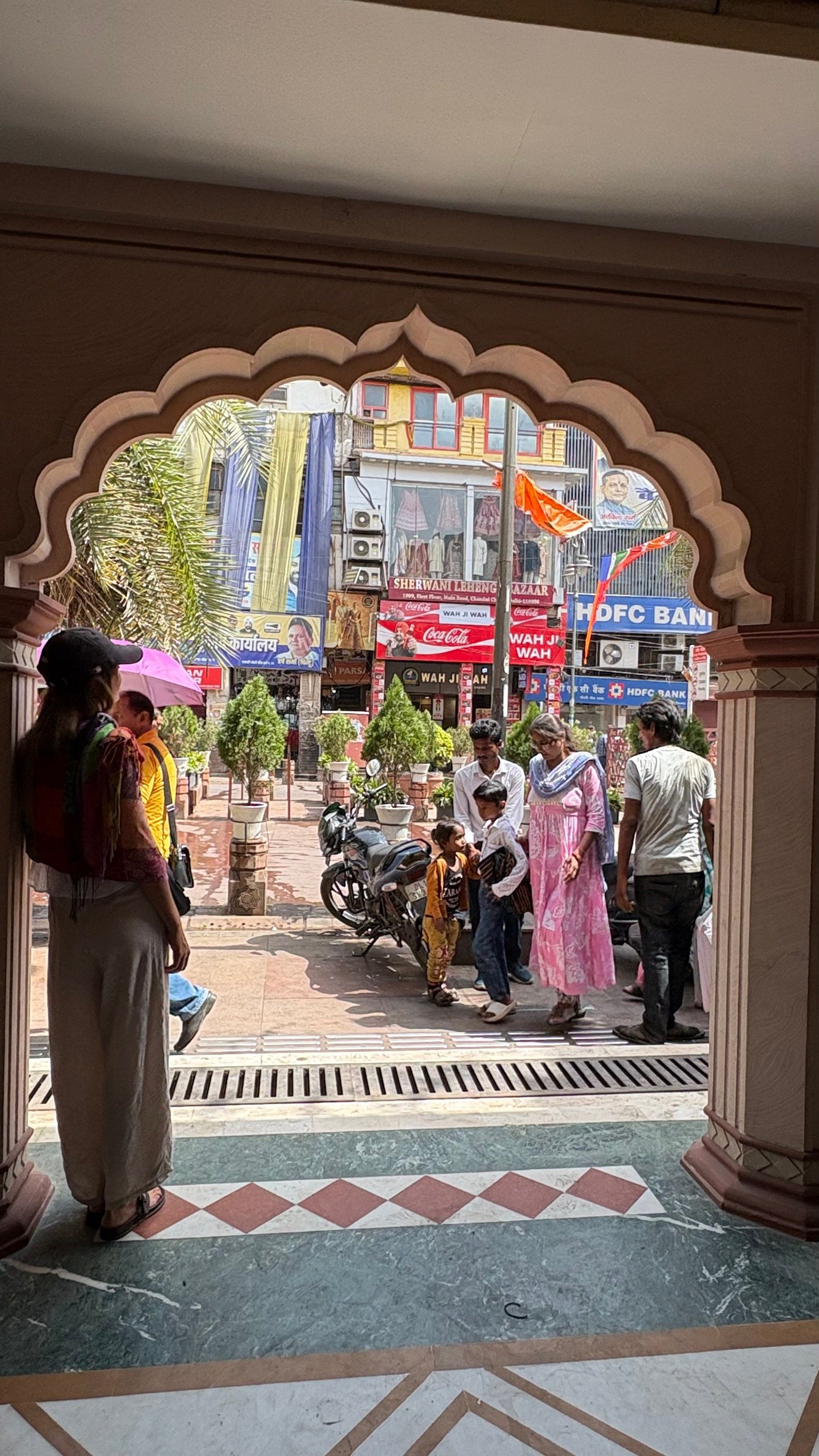 Solo female backpacker exploring India with a travel bag