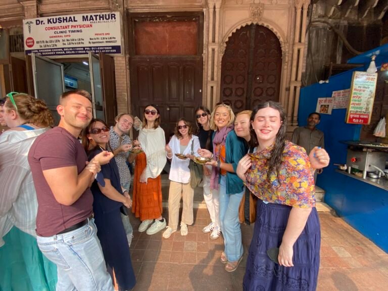 tourists enjoying old delhi safely scaled