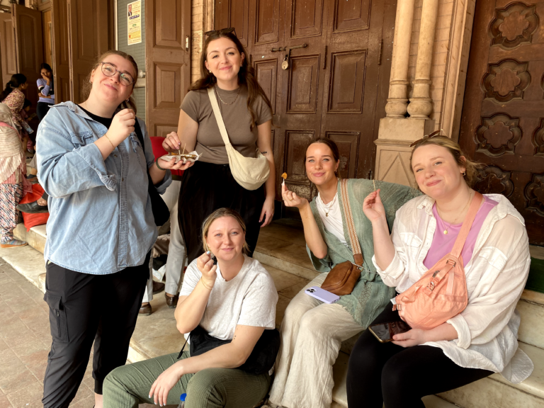 tourists exploring old delhi safely scaled