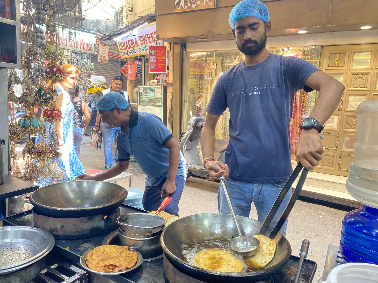 Traditional Indian food being cooked in Old Delhi