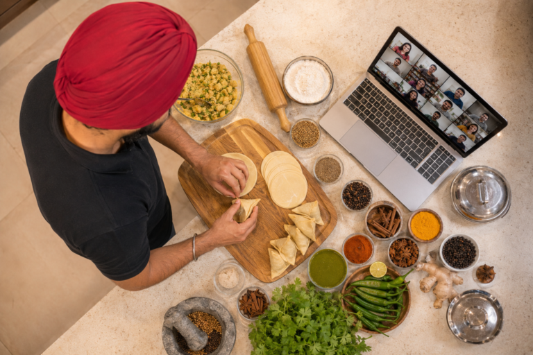 Samosa making top down angle