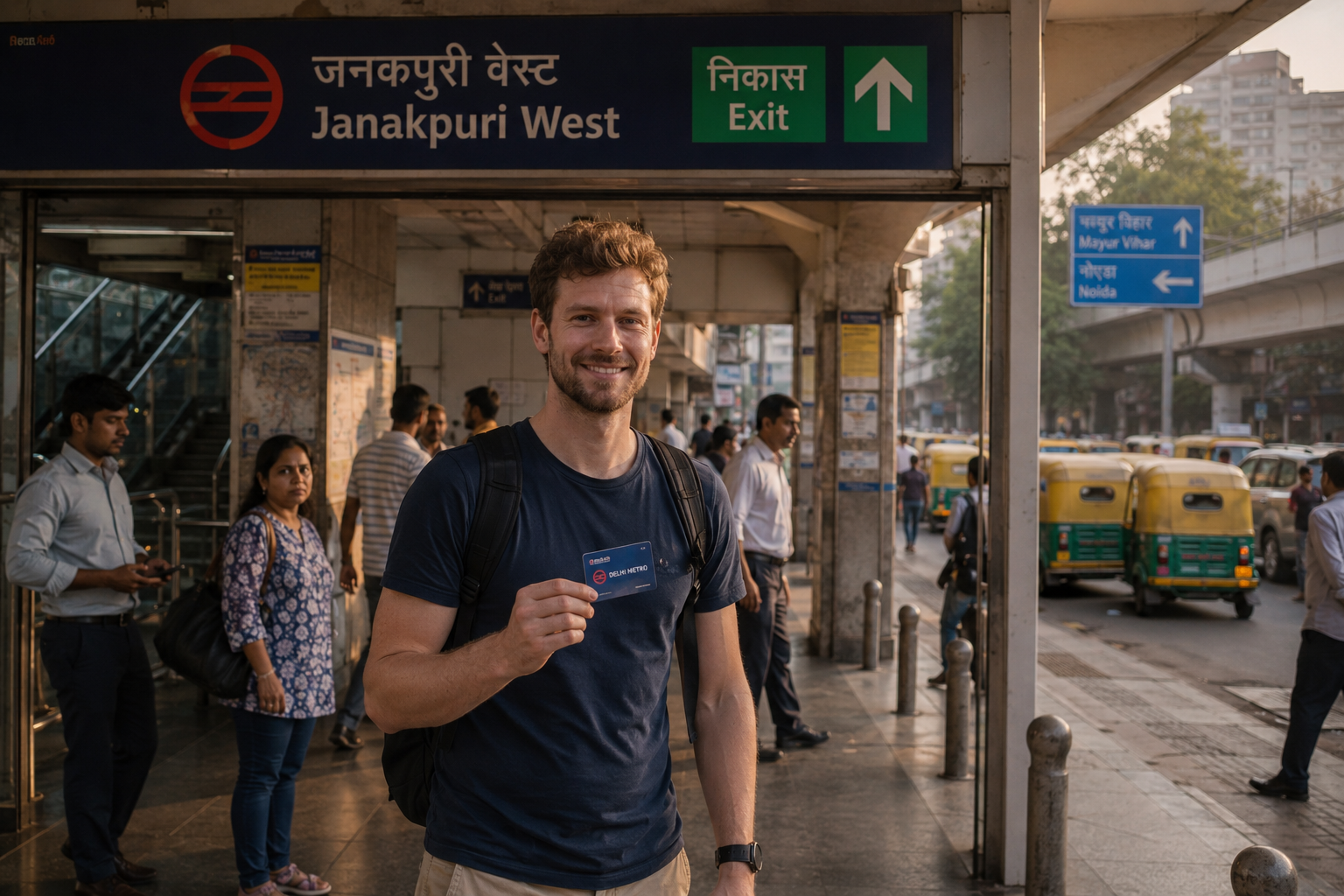 Tourist successfully navigating Delhi Metro network with confidence