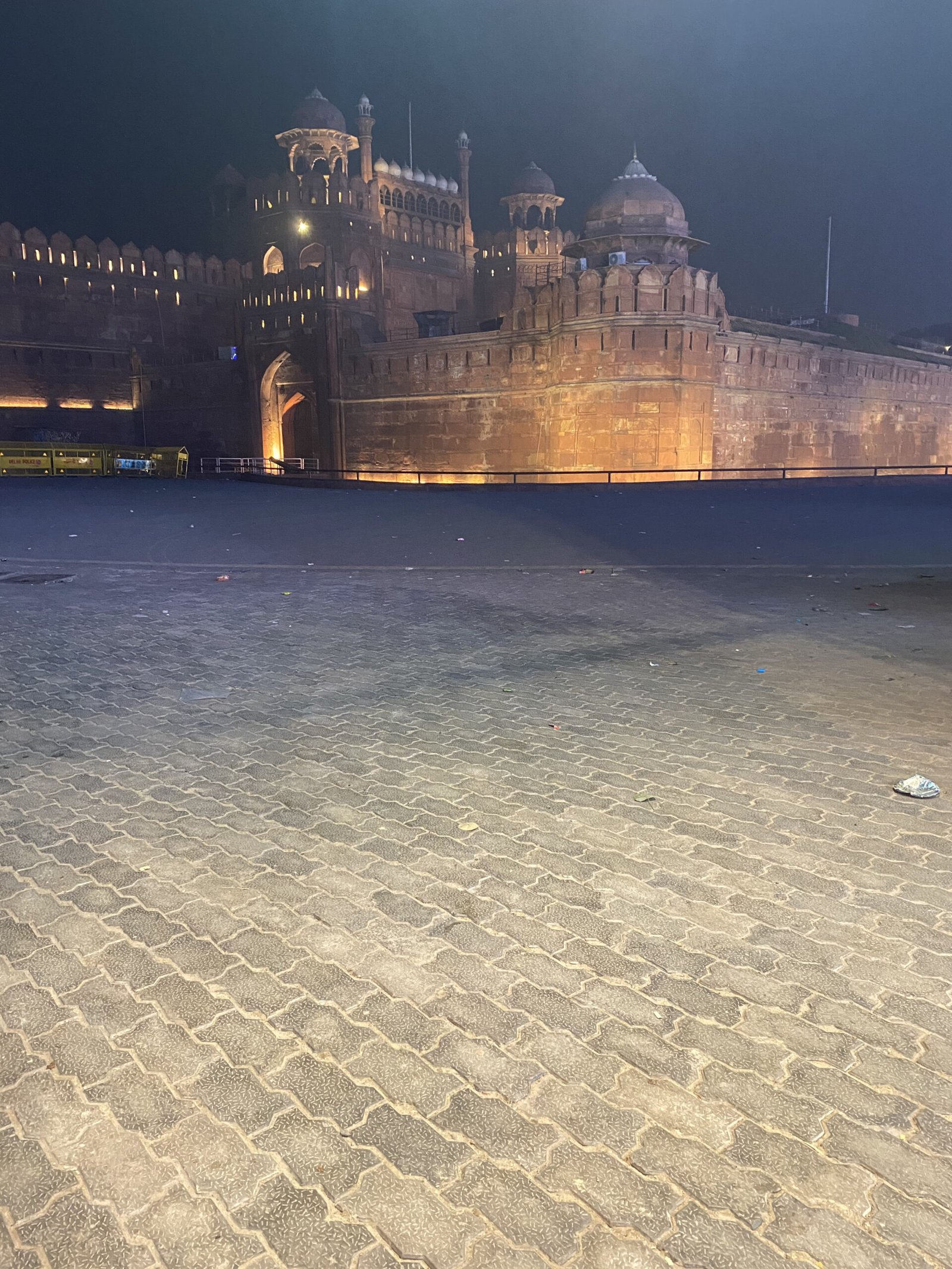 Red Fort Lal Quila lit up at night in Delhi