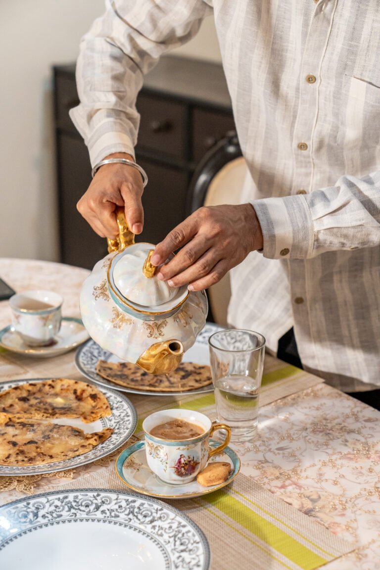 serving indian chai to guests