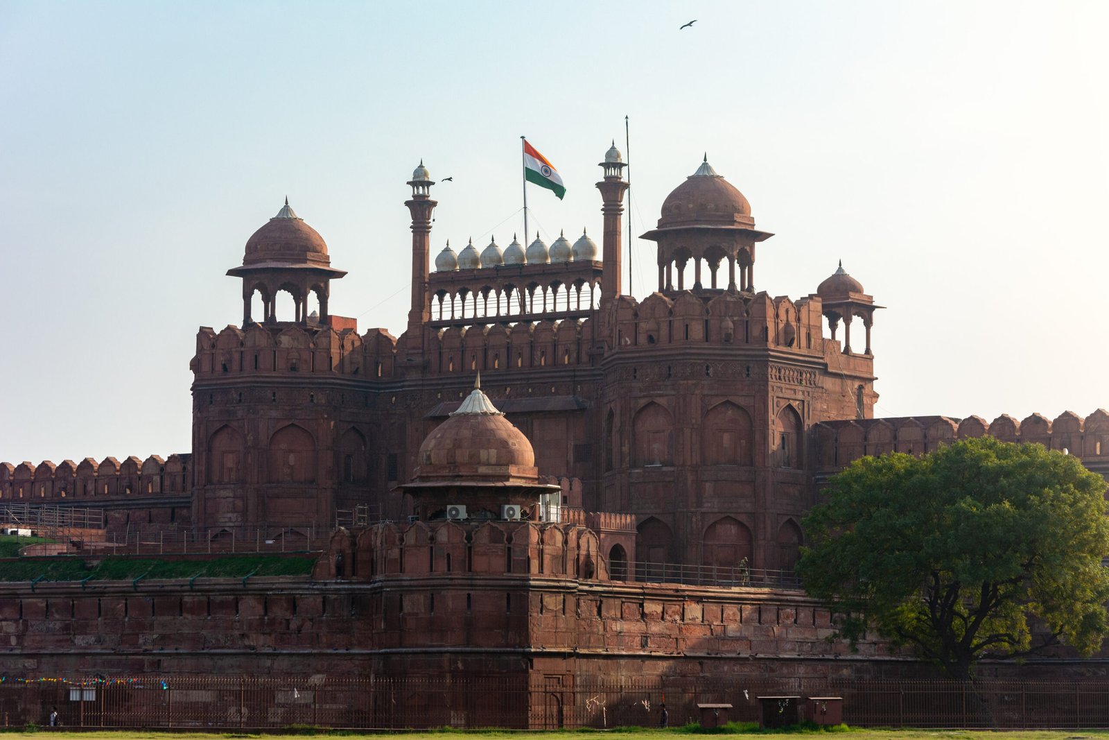 Red Fort in Delhi with the Indian flag flying, the site of India's first Independence Day speech