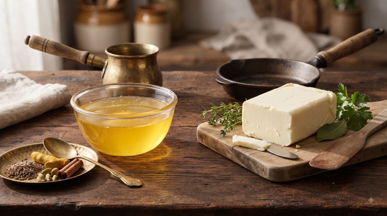 Choosing between ghee and butter for Indian cooking at home