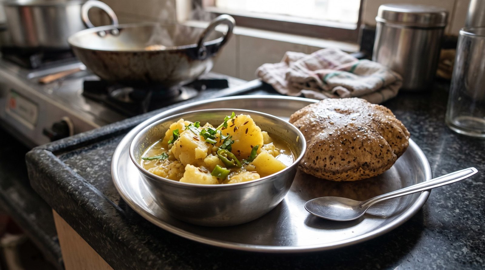 Vrat wale aloo Navratri potato curry made without onion or garlic